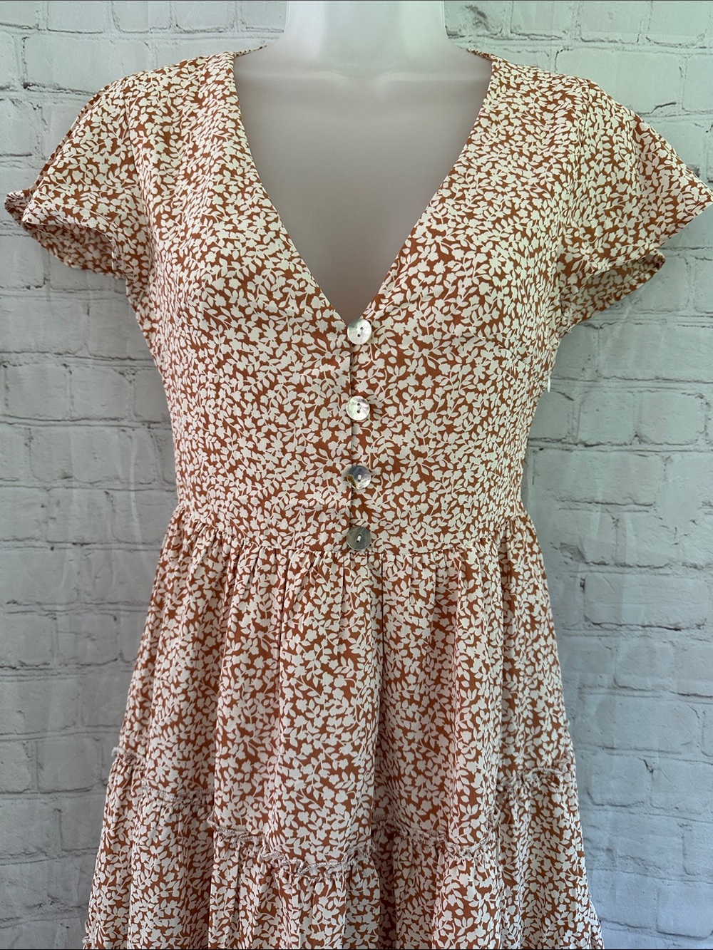 Petal & Pup Rust and White Floral Mini Dress - Picture 2 of 11